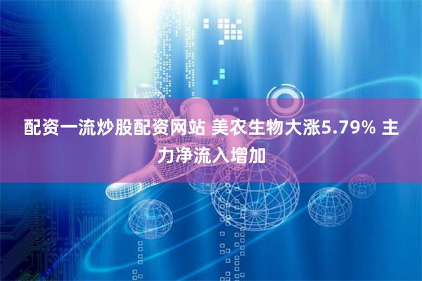 配资一流炒股配资网站 美农生物大涨5.79% 主力净流入增加