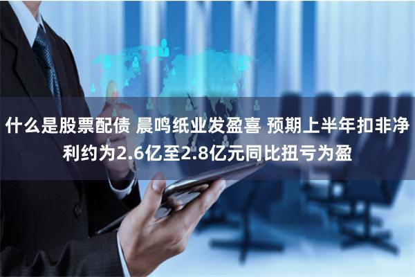 什么是股票配债 晨鸣纸业发盈喜 预期上半年扣非净利约为2.6亿至2.8亿元同比扭亏为盈